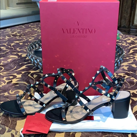 rockstud block heel sandal valentino garavani